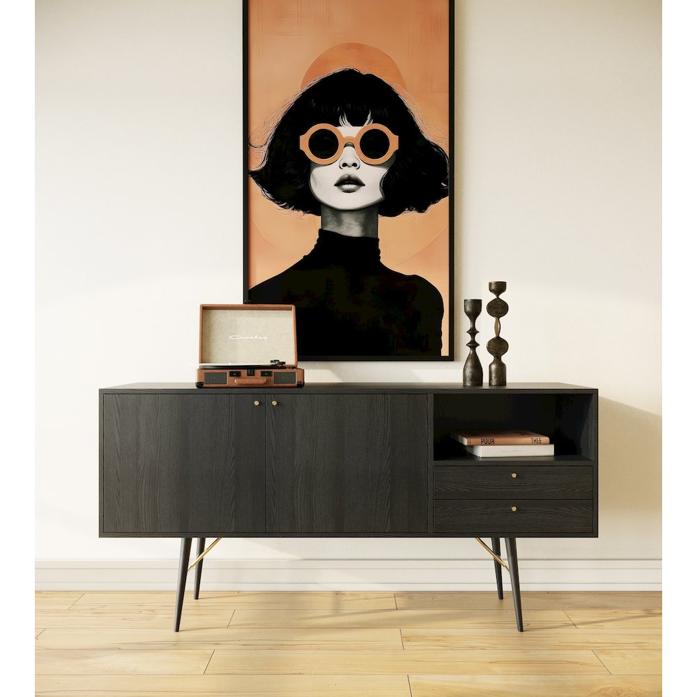 Modrest Billy Modern Black Oak & Gold Buffet