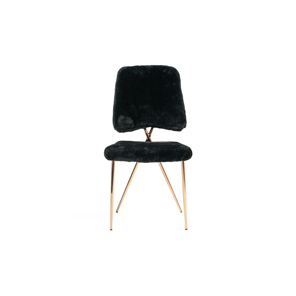 Candace - Modern Black Faux Fur Dining Chair (Set of 2)