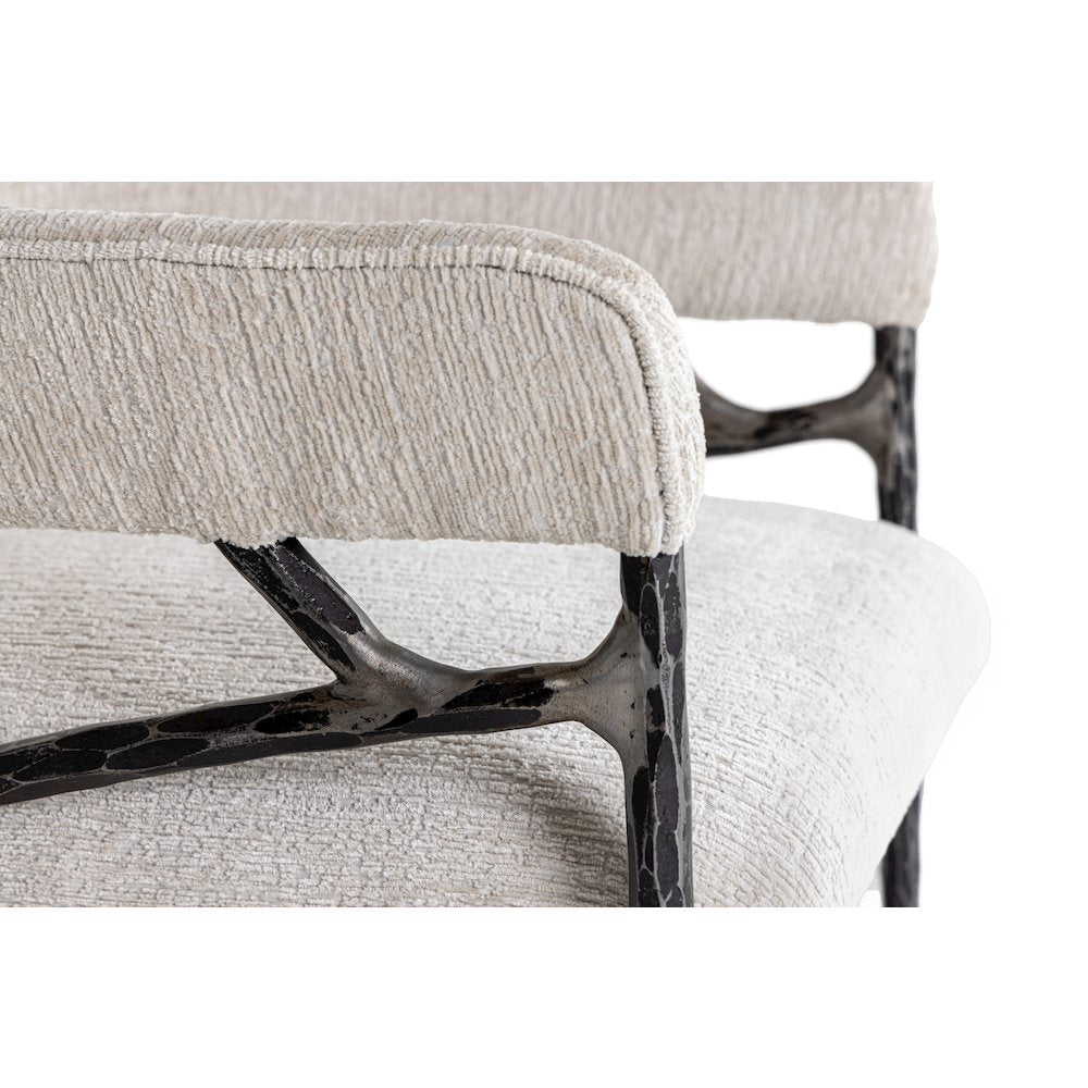 Modrest Ector - Modern Off-White Fabric + Forged Metal Accent Chair