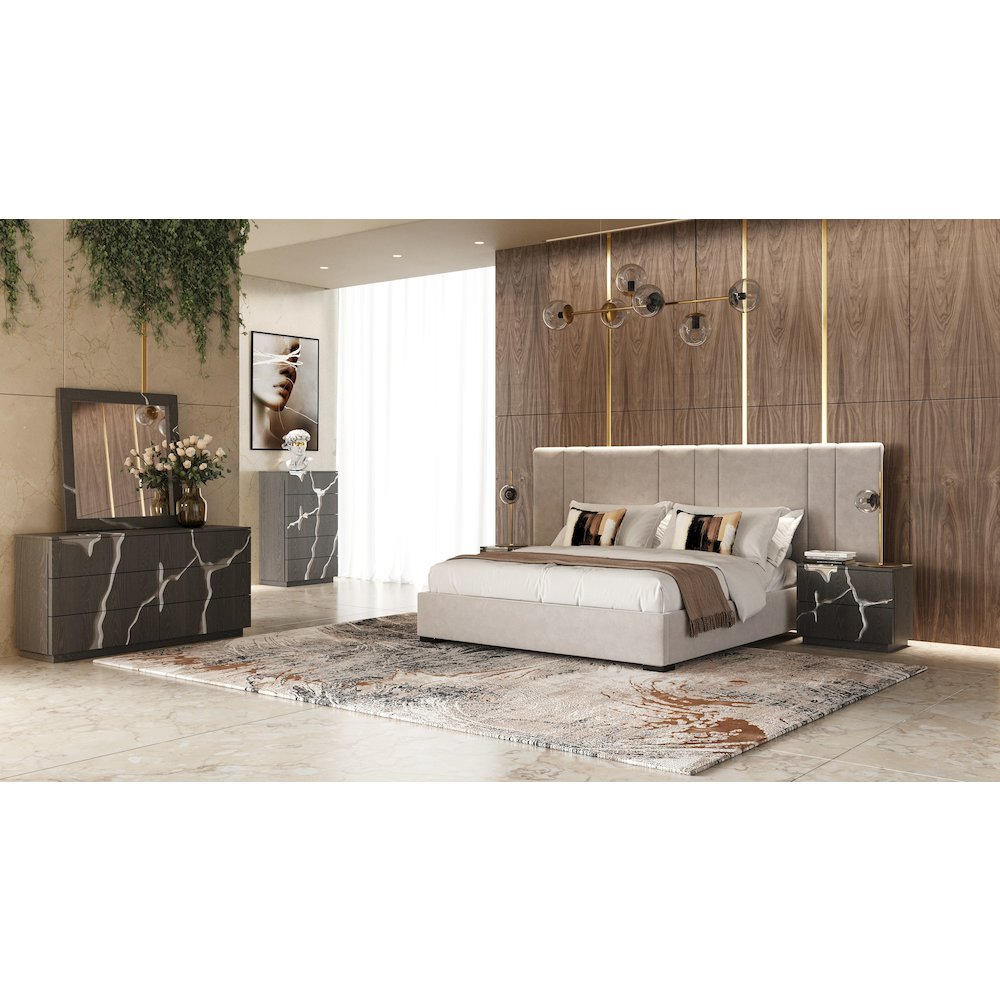 Modrest Aspen - Modern Matte Brown Ash & Silver Mirror