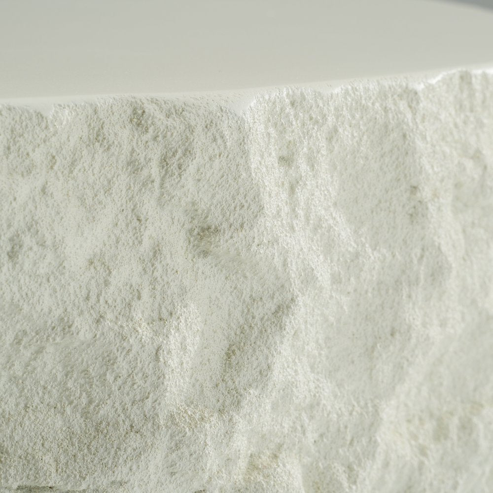 Modrest Quarry - Modern Off-White Round Coffee Table