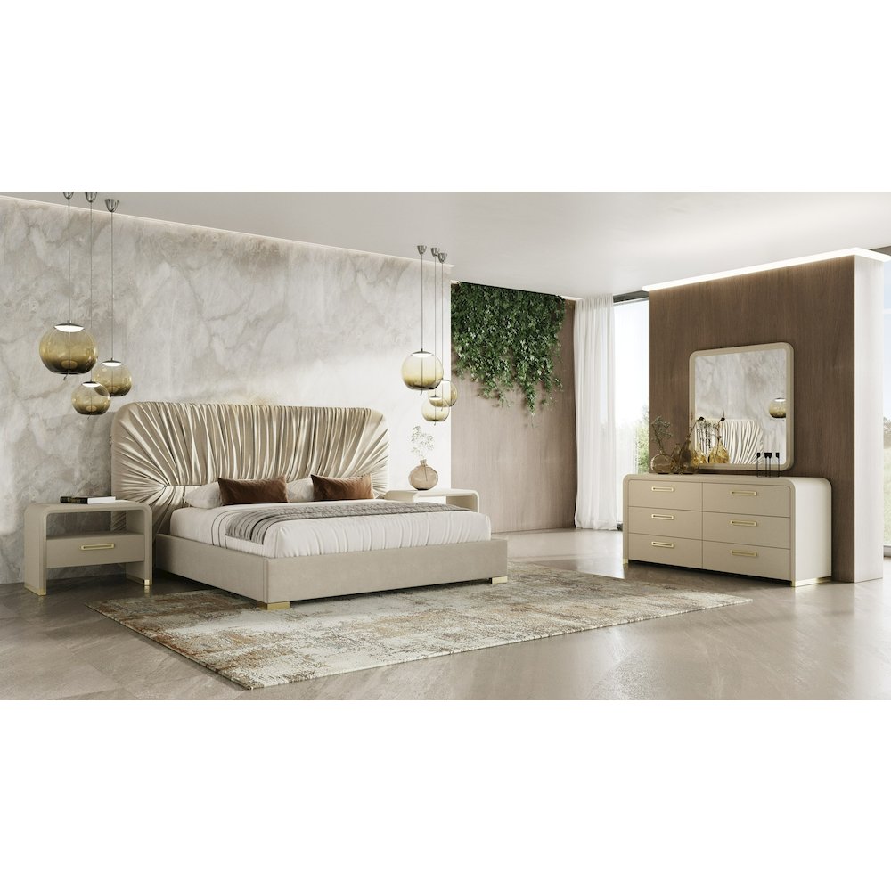 Modrest Florence - Eastern King Modern Beige and Gold Bed