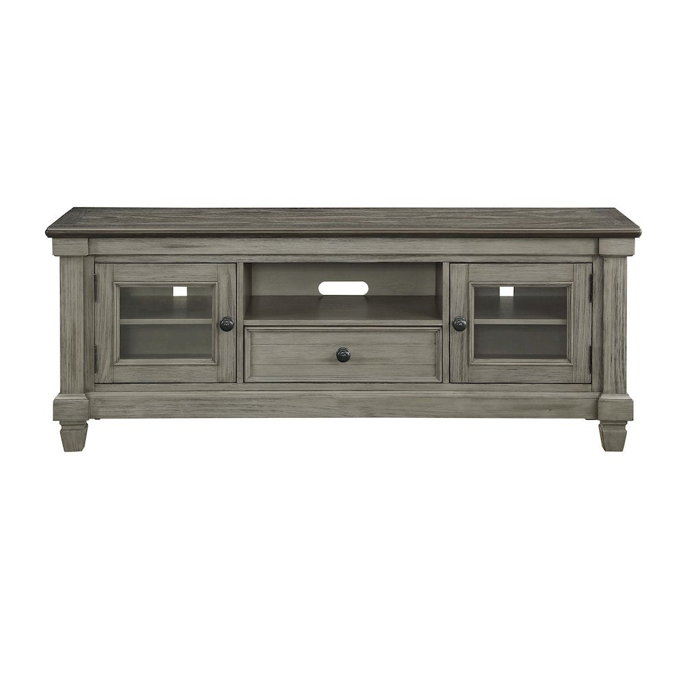 Granby Pine TV Stand in 2-Tone Finish: Coffee and Antique Gray