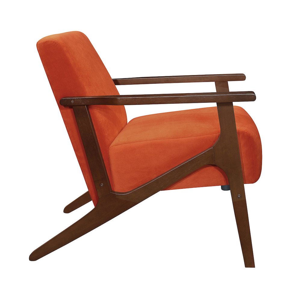 Lexicon August Velvet Fabric Accent Chair in Orange