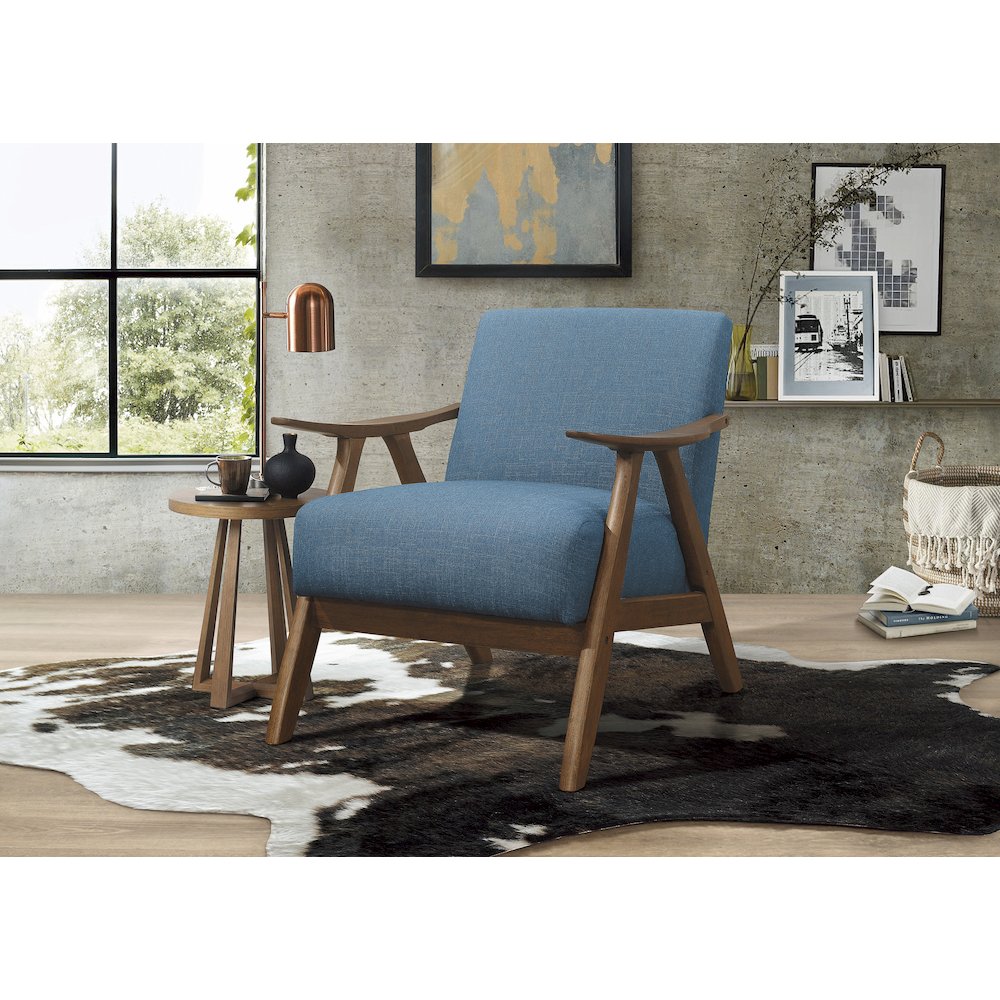 Damala Textured Fabric Accent Chair In Blue
