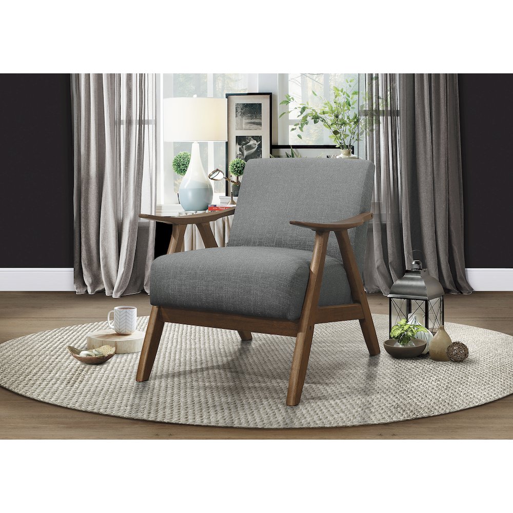 Damala Textured Fabric Accent Chair In Gray