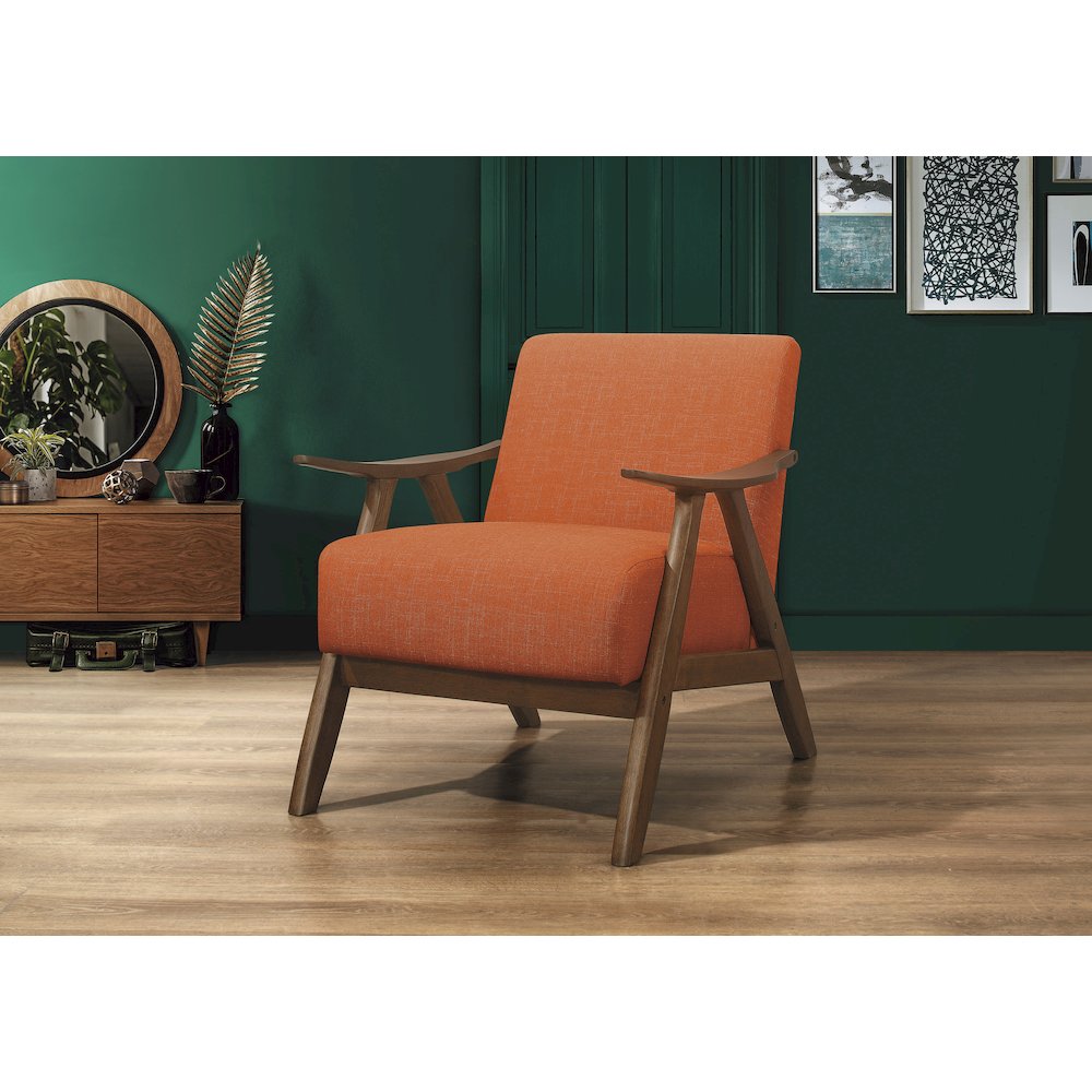 Damala Textured Fabric Accent Chair, Orange Color In Orange