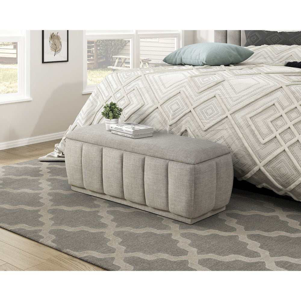 Maize Textured Lift Top Storage Bench in Taupe