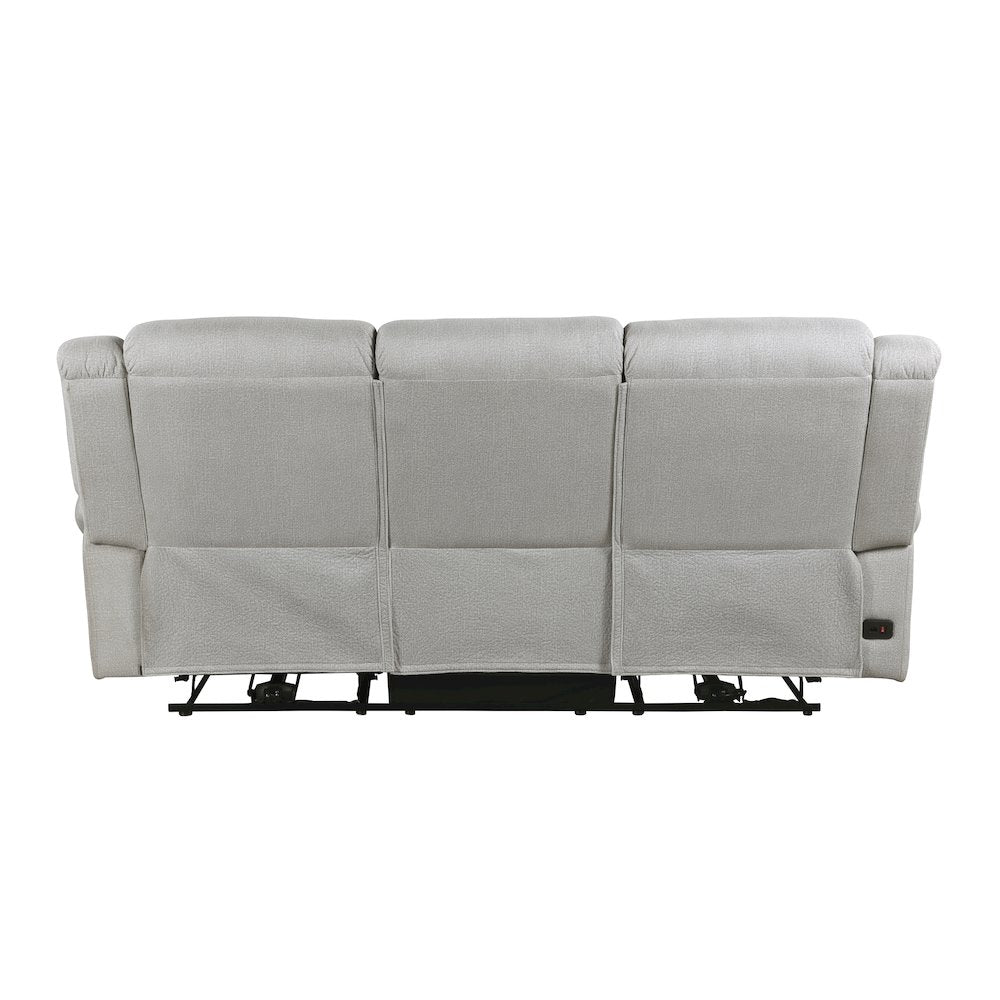 Lexicon Brennen Microfiber Power Double Reclining Sofa in Mist
