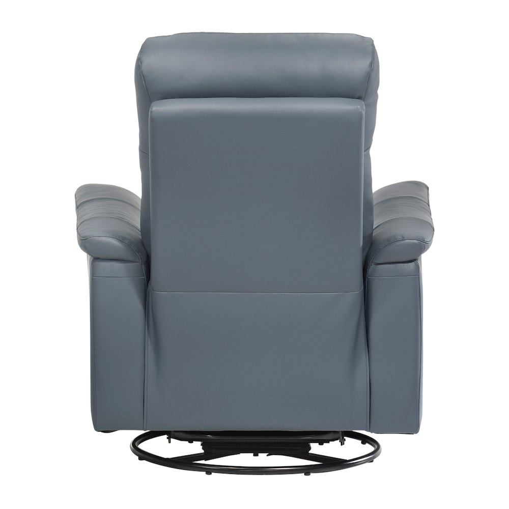 Lexicon Bristow Leather Swivel Glider Reclining Chair in Blue Gray
