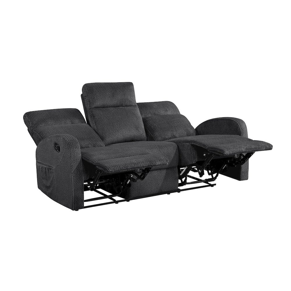 Allen Microfiber 3pc Set: Sofa, Love, Chair in Dark Gray