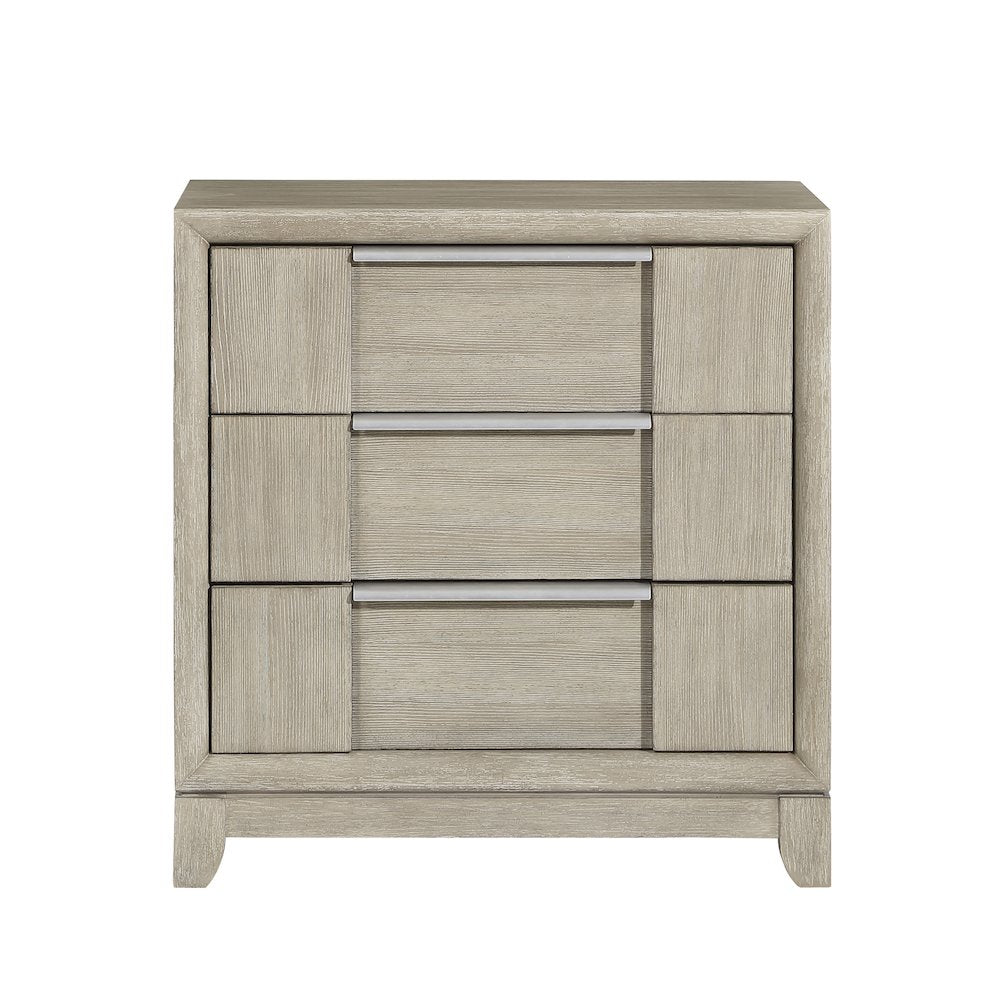 Mckewen Asian Hardwood Nightstand in Light Gray