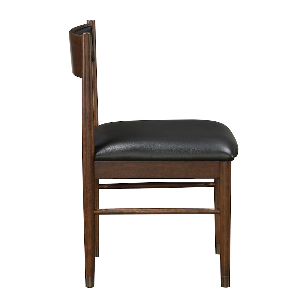 Clive Leather Dining Side Chair, Set of 2 in Black