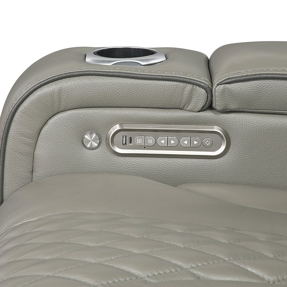 Apex Leather Power Reclining Chair with Air Massage and Heat in Gray