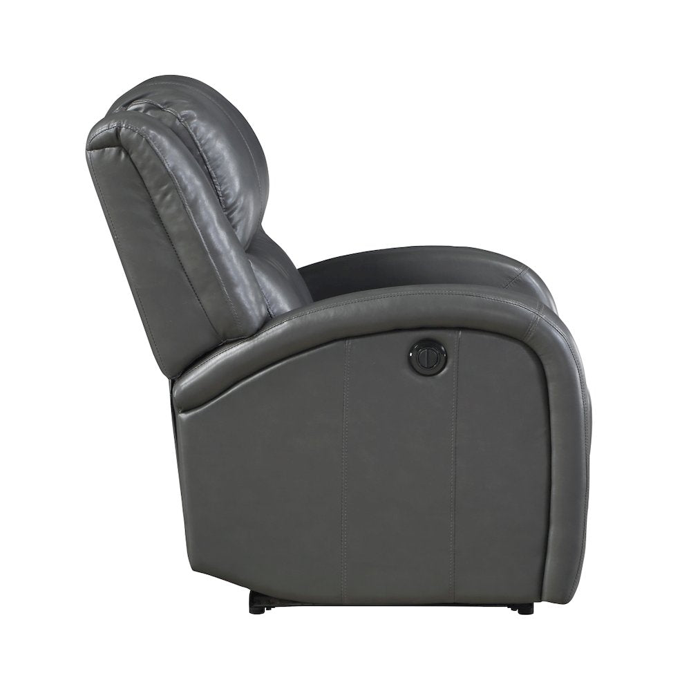 Lexicon Foxcroft Faux Leather Power Reclining Chair in Gray