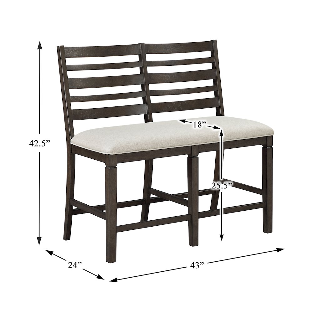 Victoria Asian Hardwood 6pcs Counter Height Dining Set in Dark Espresso