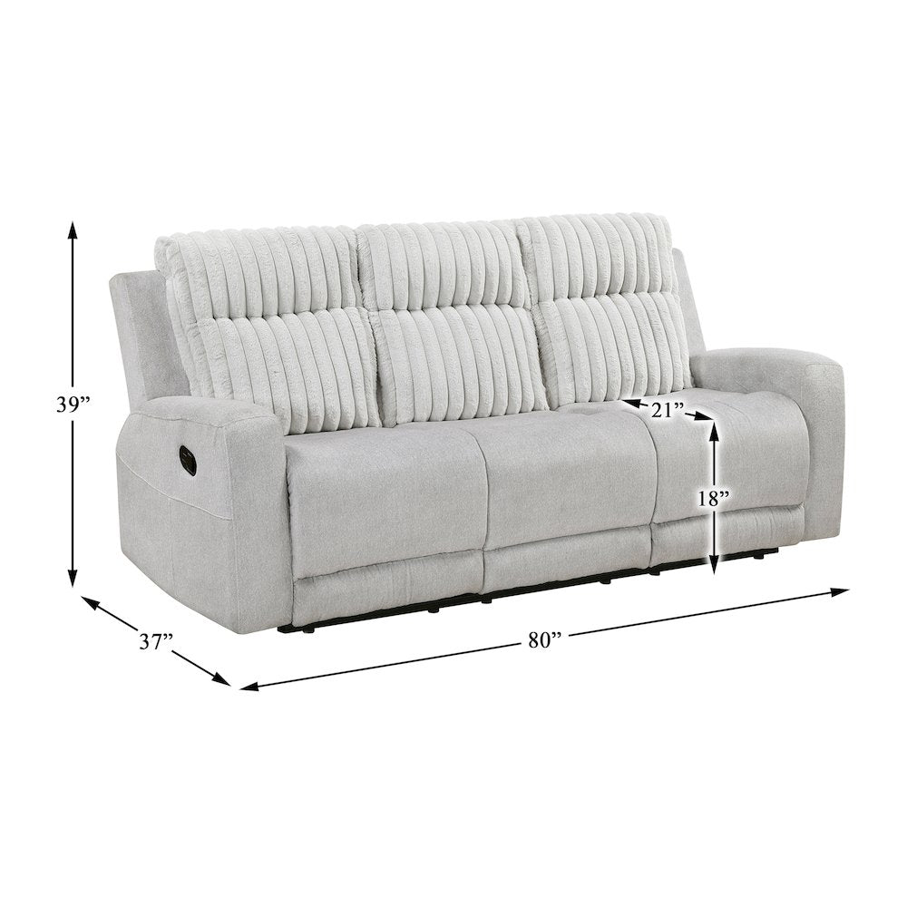 Benton Corduroy Double Reclining Sofa in Light Gray