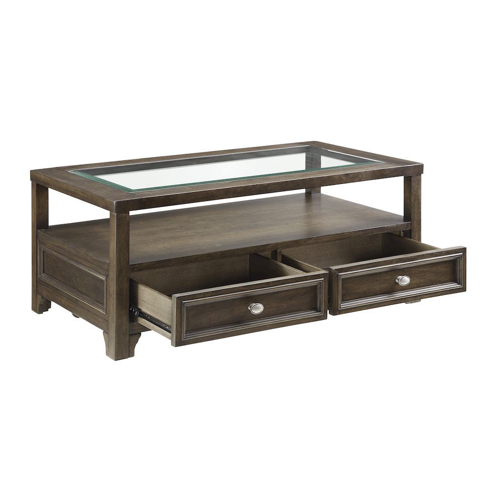 Auburn Asian Hardwood Cocktail Table in Charcoal Brown