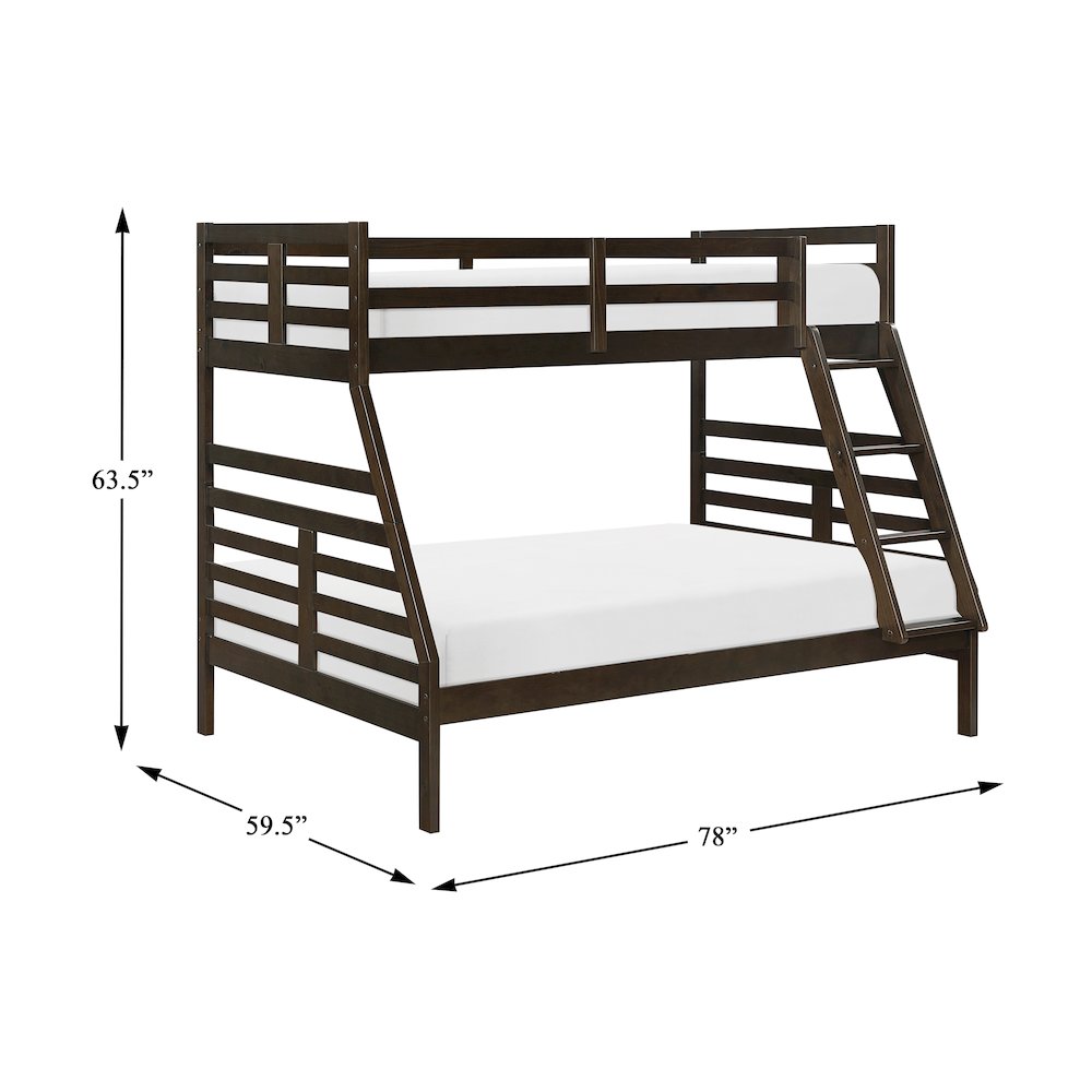 Darden Pine Twin/Full Bunk Bed in Dark Brown