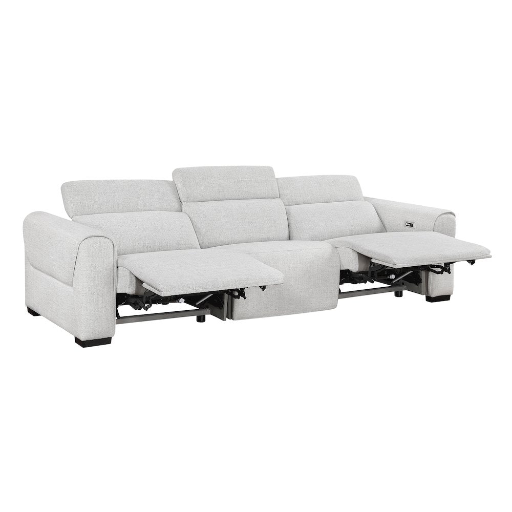 McPherson Chenille Power Double Reclining Sofa in Cloud
