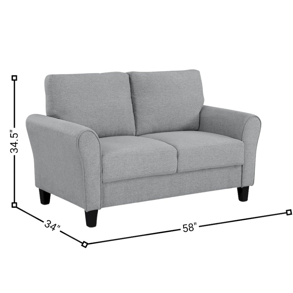 Dark Gray Upholstered Love Seat, Small Loveseat Sofa for Compact Spaces