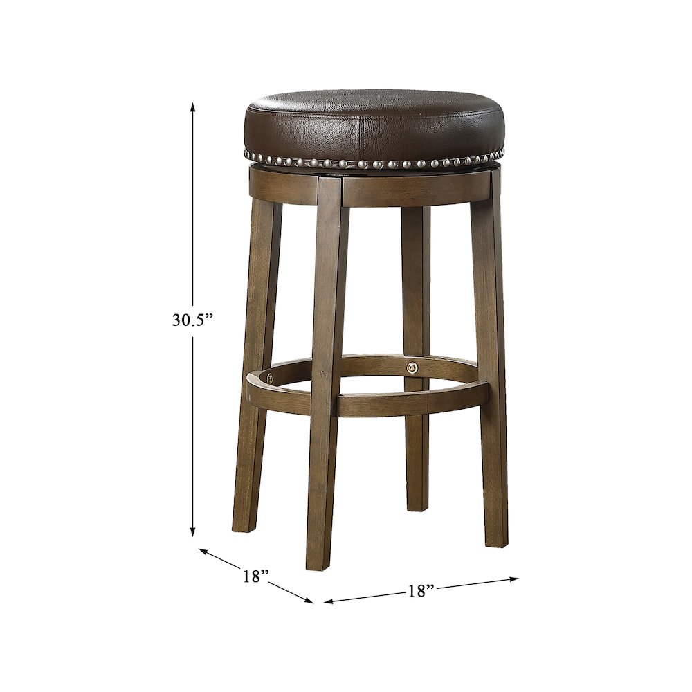 Westby Solid Wood 29" Round Swivel Stool, Set of 2 in Brown