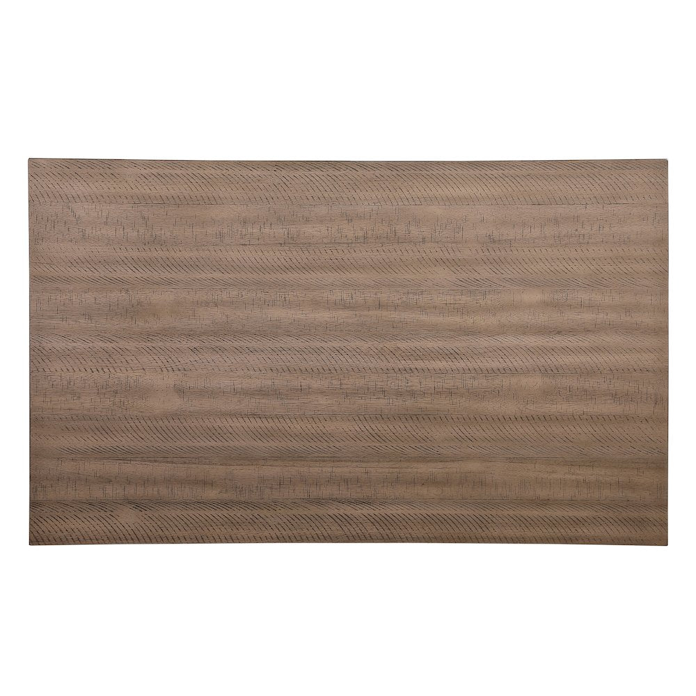 Ithaca Wood Veneer Dining Room Table in Grayish White and Brown Finish