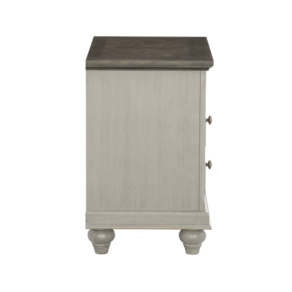 Mossbrook Pine Nightstand in 2-Tone Finish: Dark Brown and Light Gray