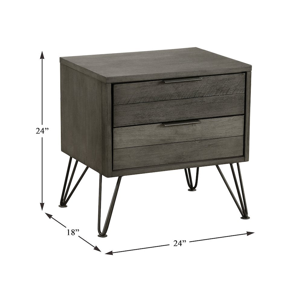 Urbanite Asian Hardwood Nightstand in 3 Tone Gray