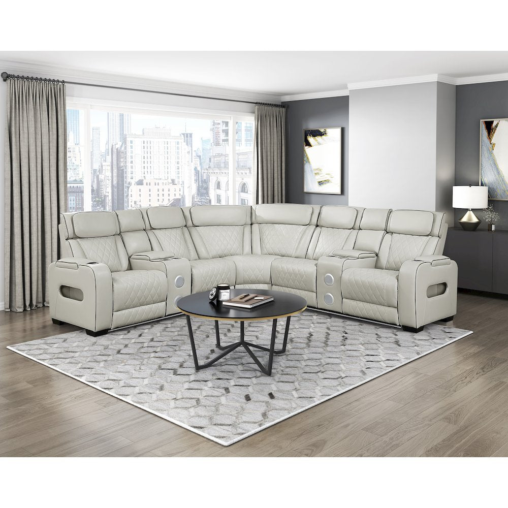 Fairway Faux Leather 3-Piece Power Reclining Sectional in Taupe