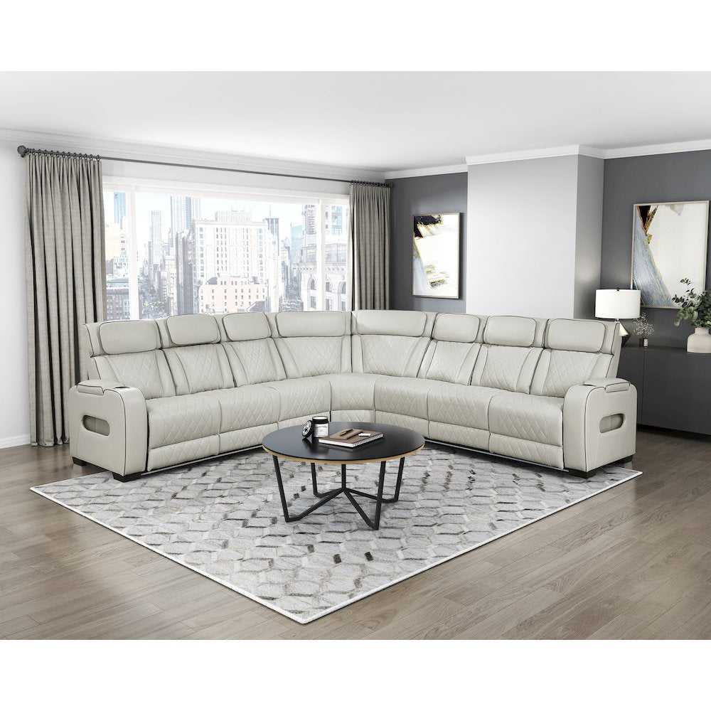 Fairway Faux Leather 3-Piece Power Reclining Sectional in Taupe