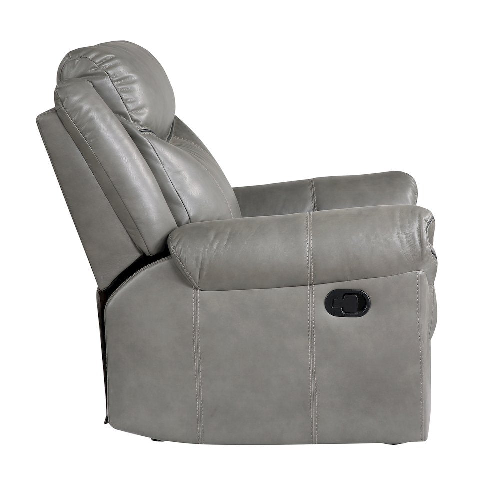 Aram Faux Leather Glider Reclining Chair In Gray