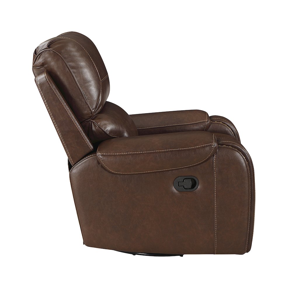 Newnan Faux Leather Swivel Glider Reclining Chair In Brown