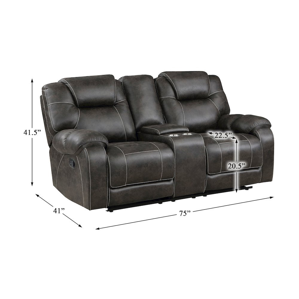 Gainesville Microfiber Double Reclining Love Seat In Chocolate