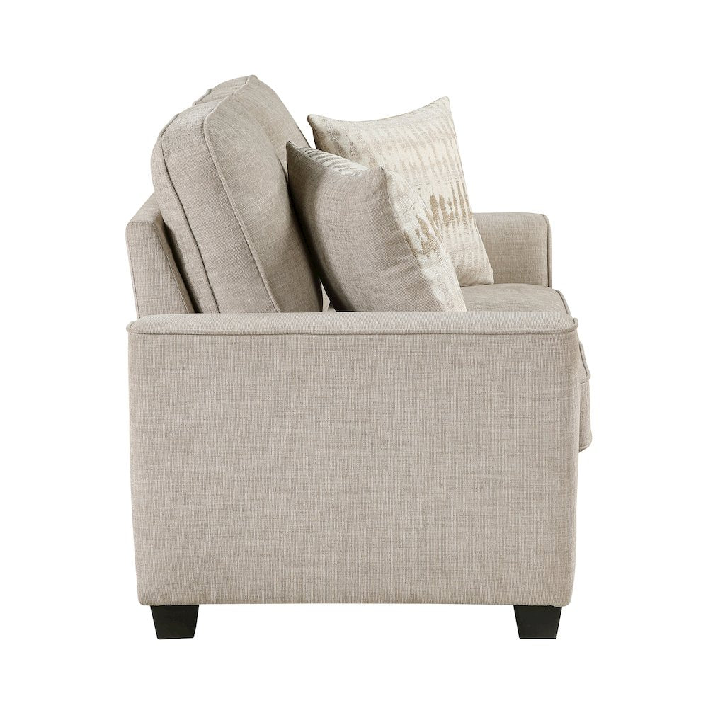 Zander Chenille Love Seat in Taupe