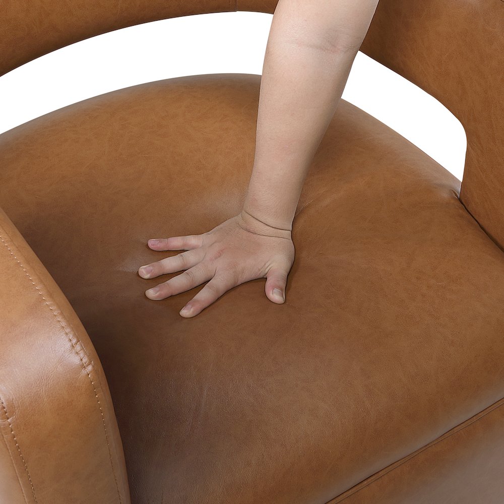 Sawyer Faux Leather Swivel Chair in Camel