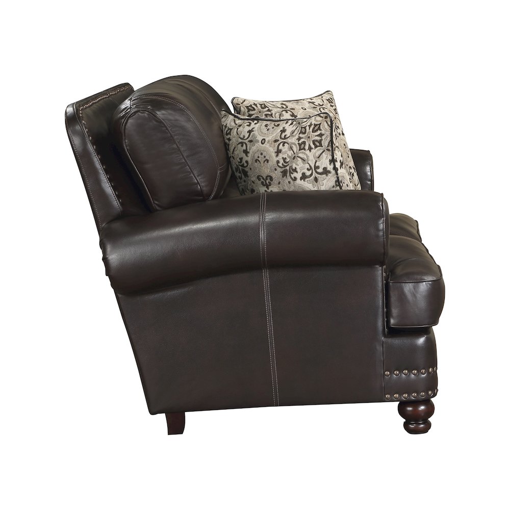 Milford Faux Leather Love Seat In Brown