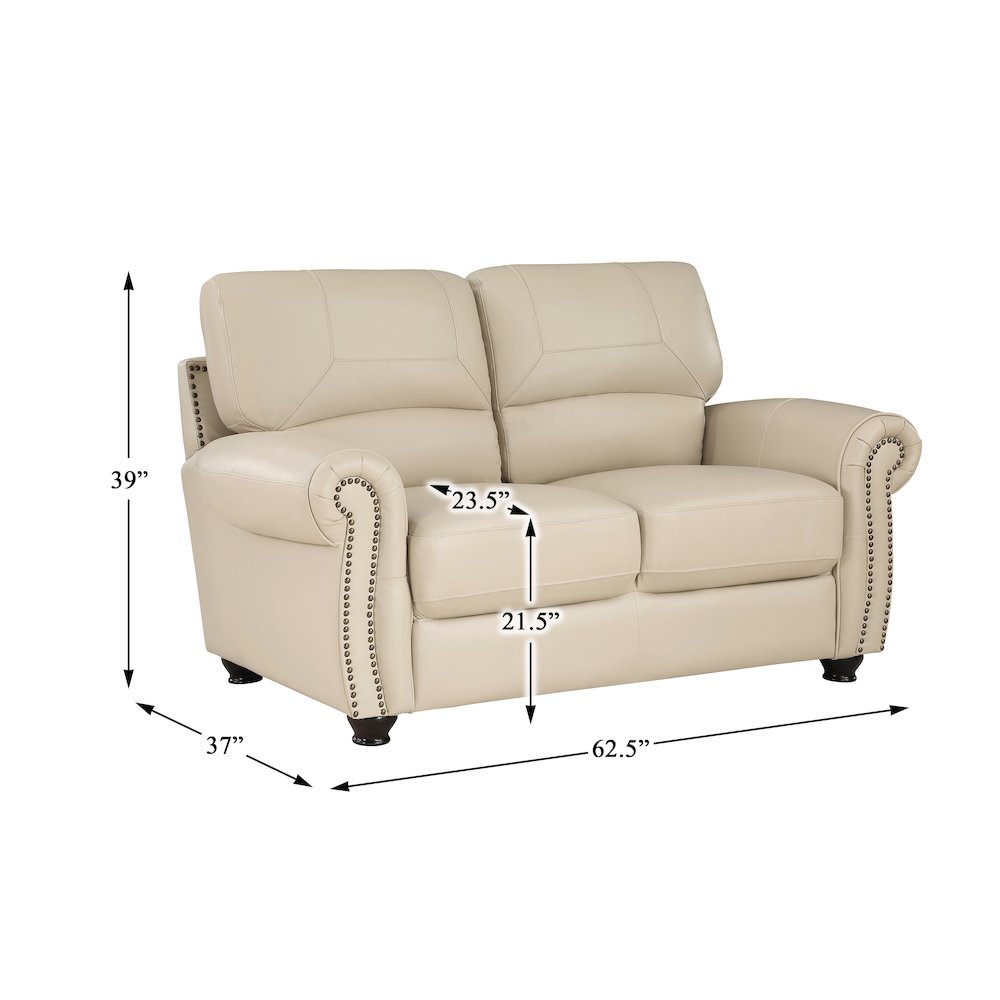 Foxborough Leather Love Seat In Cream