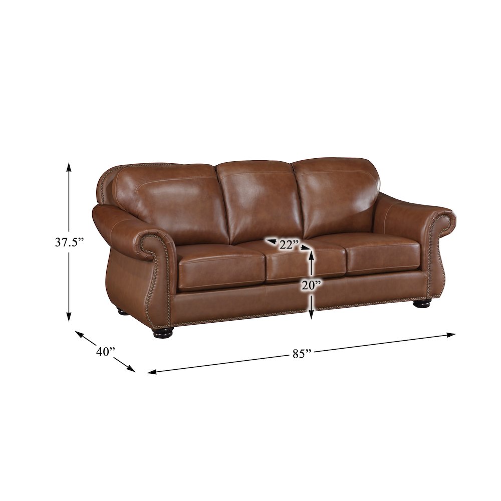 Attleboro Leather Sofa In Camel Brown