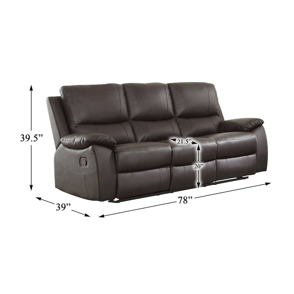 Dawson Faux Leather Double Reclining Sofa In Brown