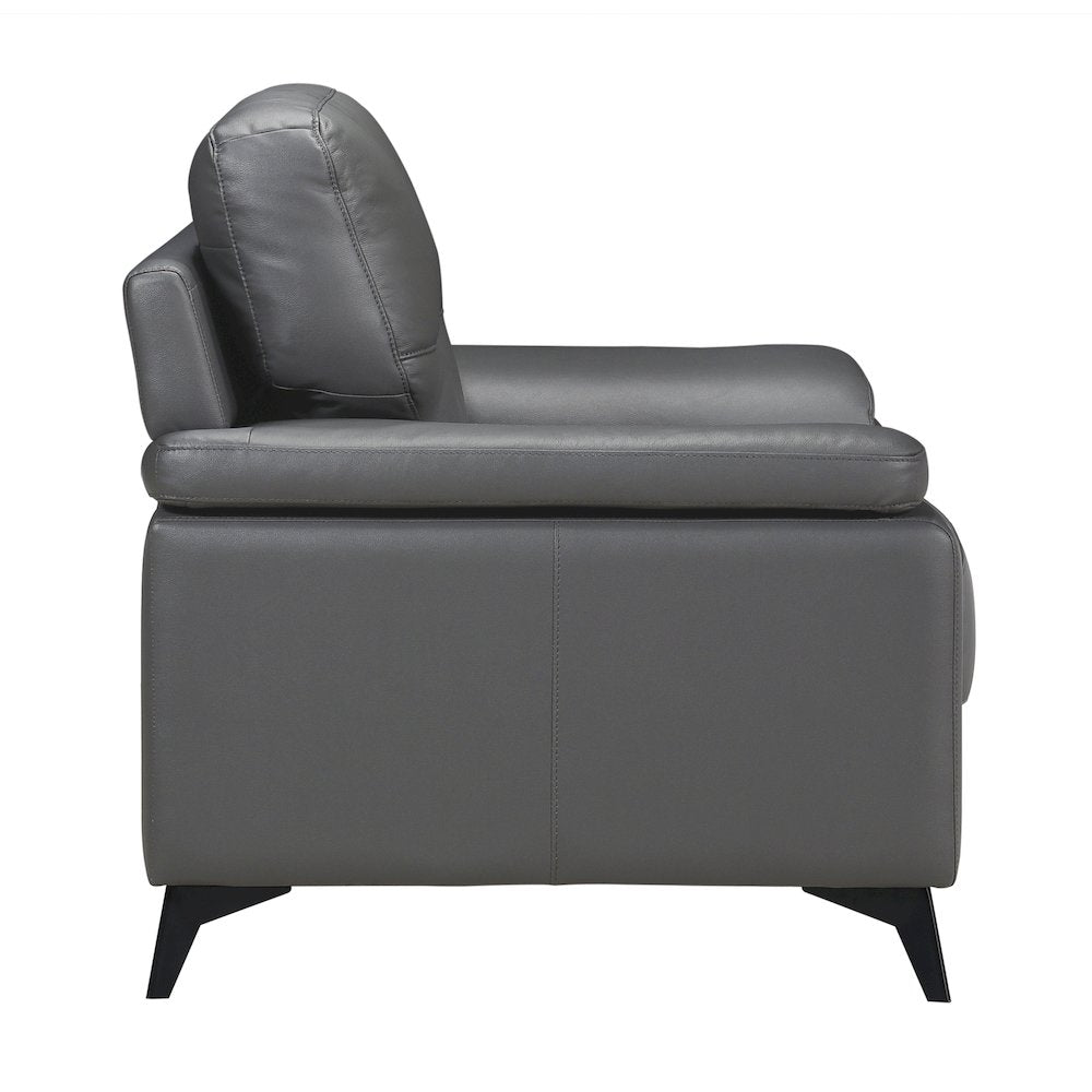 Mischa Leather Arm Chair In Dark Gray