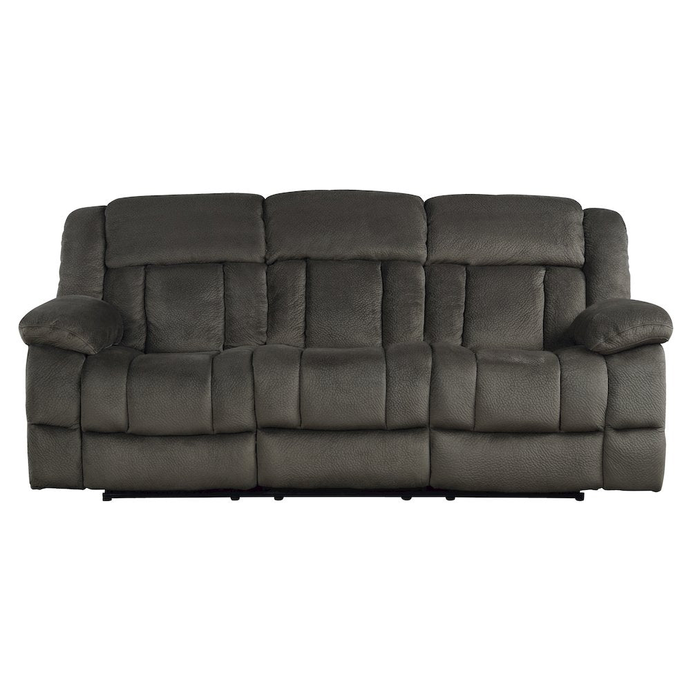 Laurelton Microfiber Double Reclining Sofa In Chocolate