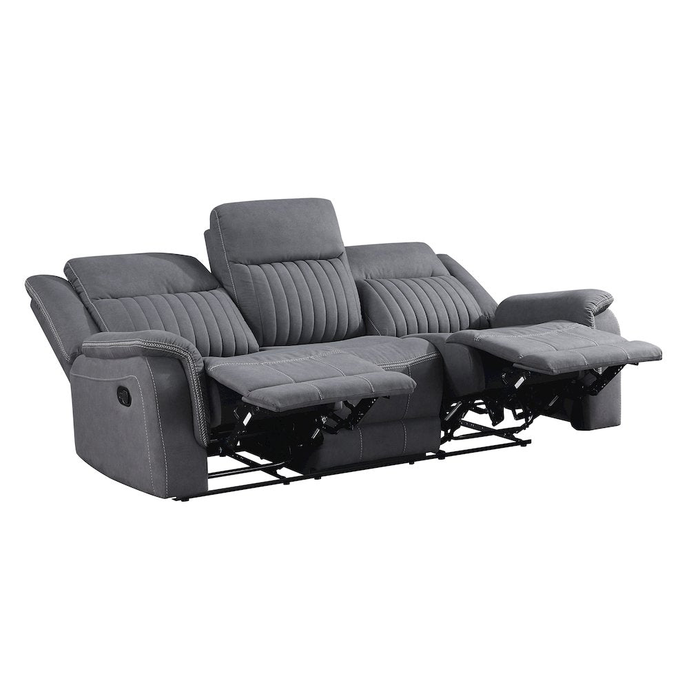 Dean Microfiber Double Reclining Sofa In Gray