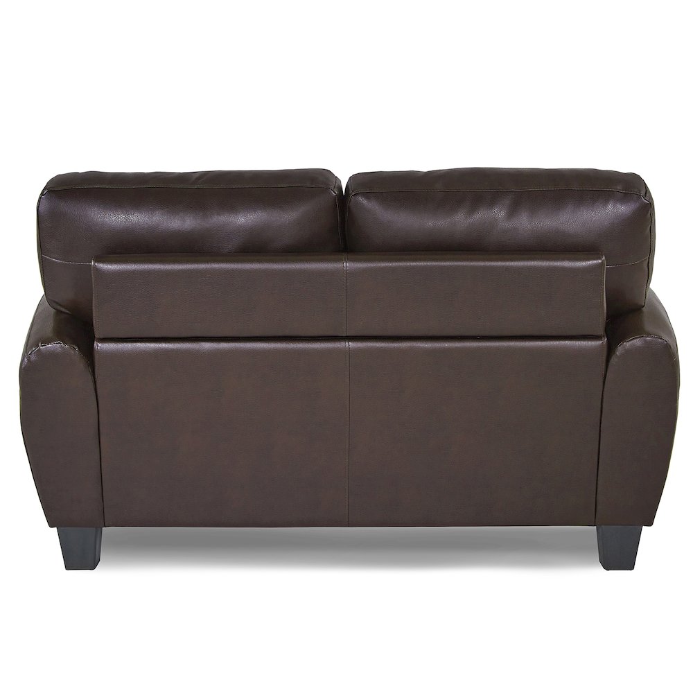 Rubin Faux Leather Love Seat In Dark Brown