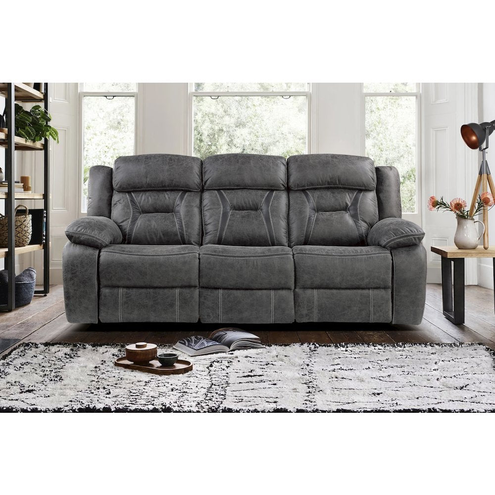 Madrona Microfiber Double Reclining Sofa In Gray