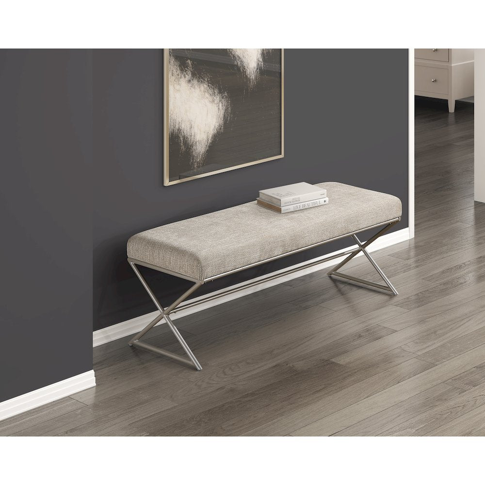 Wexley Chenille Bench in Taupe
