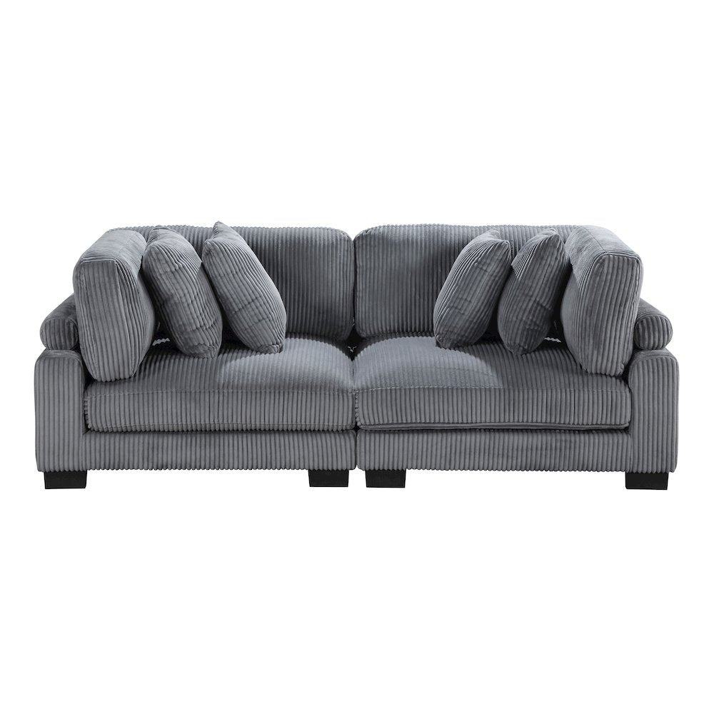 Traverse Corduroy Love Seat in Gray