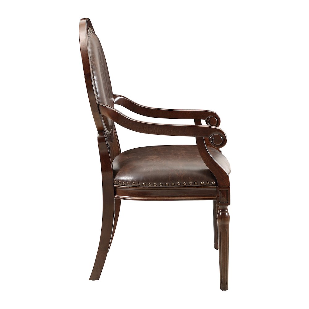 Aldermont Faux Leather Accent Chair in Dark Brown