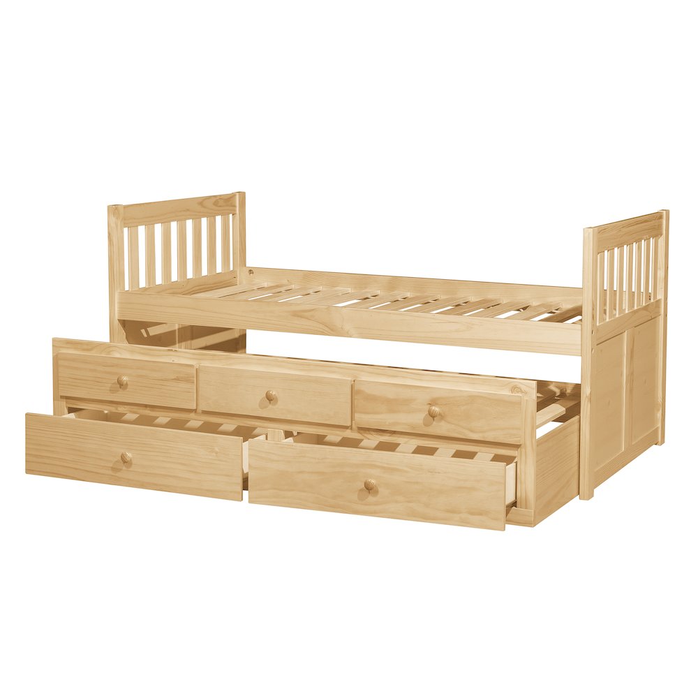 Bartly Pine Twin Over Twin Trundle Bed in Natural Pine