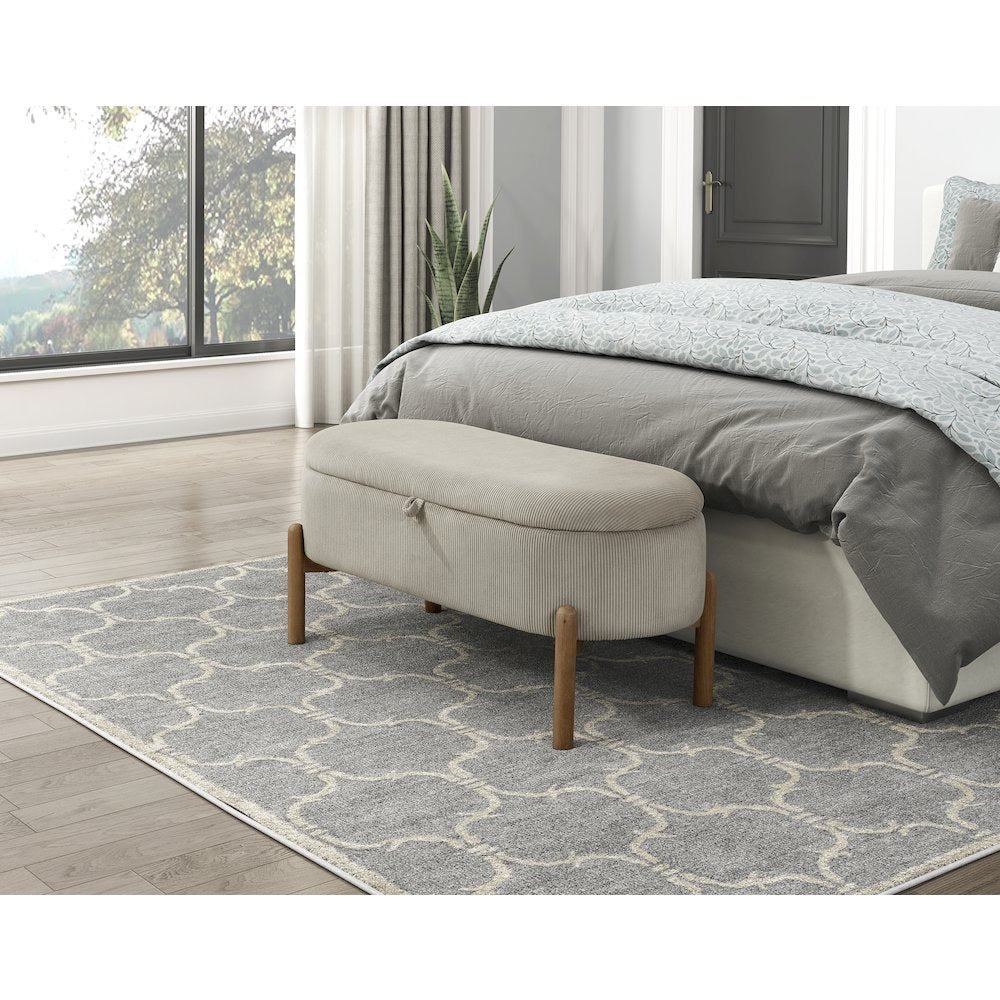 Mavis Corduroy Lift Top Storage Bench in Taupe